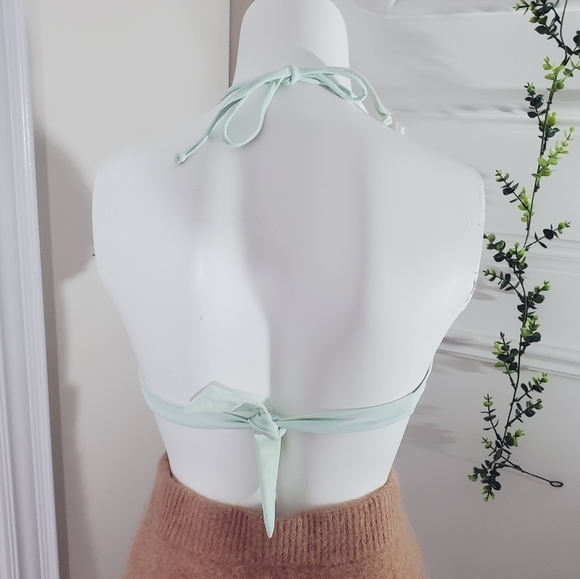 Light Mint Blue Bikini Top with Ruffles - Picture 2 of 7